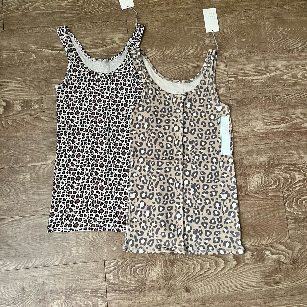 Two leopard tank tops